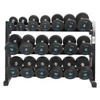 1441 Fitness PU Rubber Round Dumbbell Combo Set 2.5 Kg - 25 Kg (10 Pairs) with 3 Tier Rack