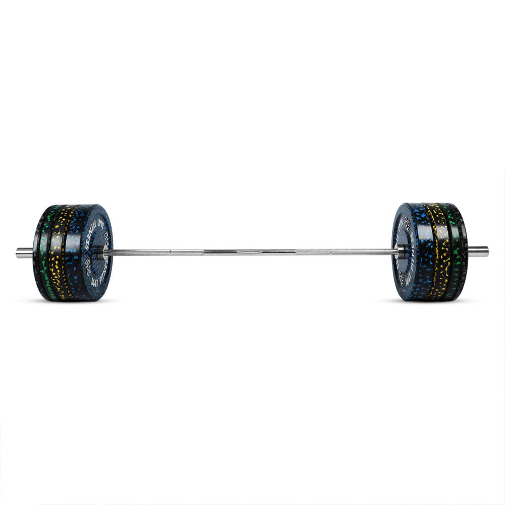7 Ft Olympic Bar With Camouflauge Bumper Plates - 120 KG Set | 1441 Fitness