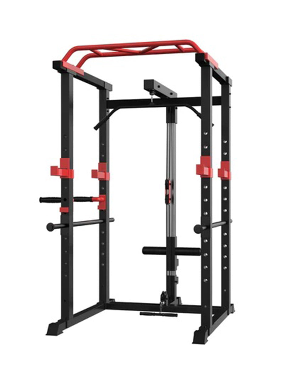 1441 Fitness Heavy Duty Squat Rack & Power Cage with Pull Up Bar and Lat Attachment J008 - Grey Color Frame