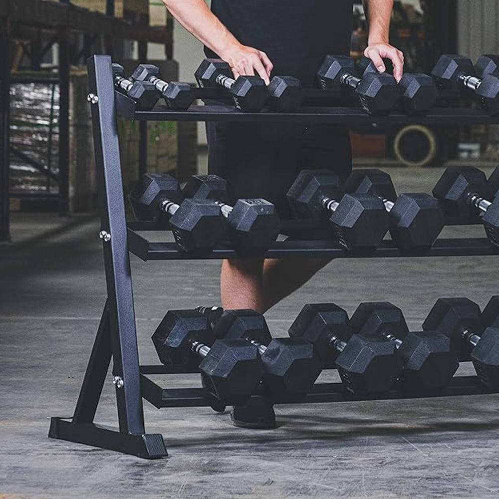Hex Dumbbells Set - 2.5 Kg to 25 Kg Set with 3 Tier Rack - Bundle Offer