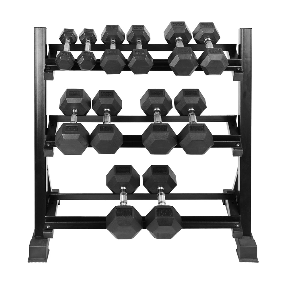 Hex dumbbell deals set with rack