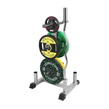 1441 Fitness Olympic Plate Rack with four Bar Holder - Black