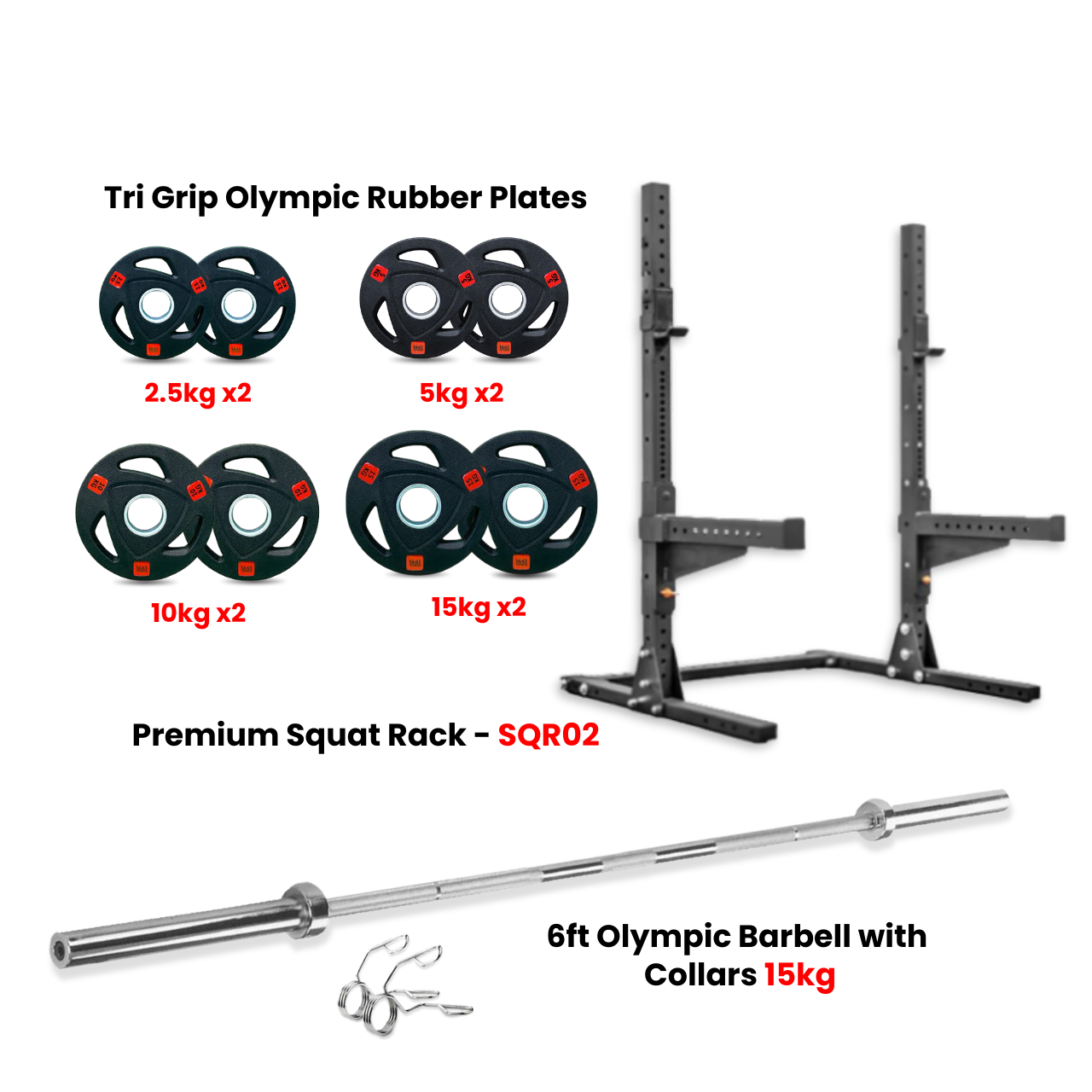 SQR02 Squat Rack Combo with Plate Set - Bundle Offer