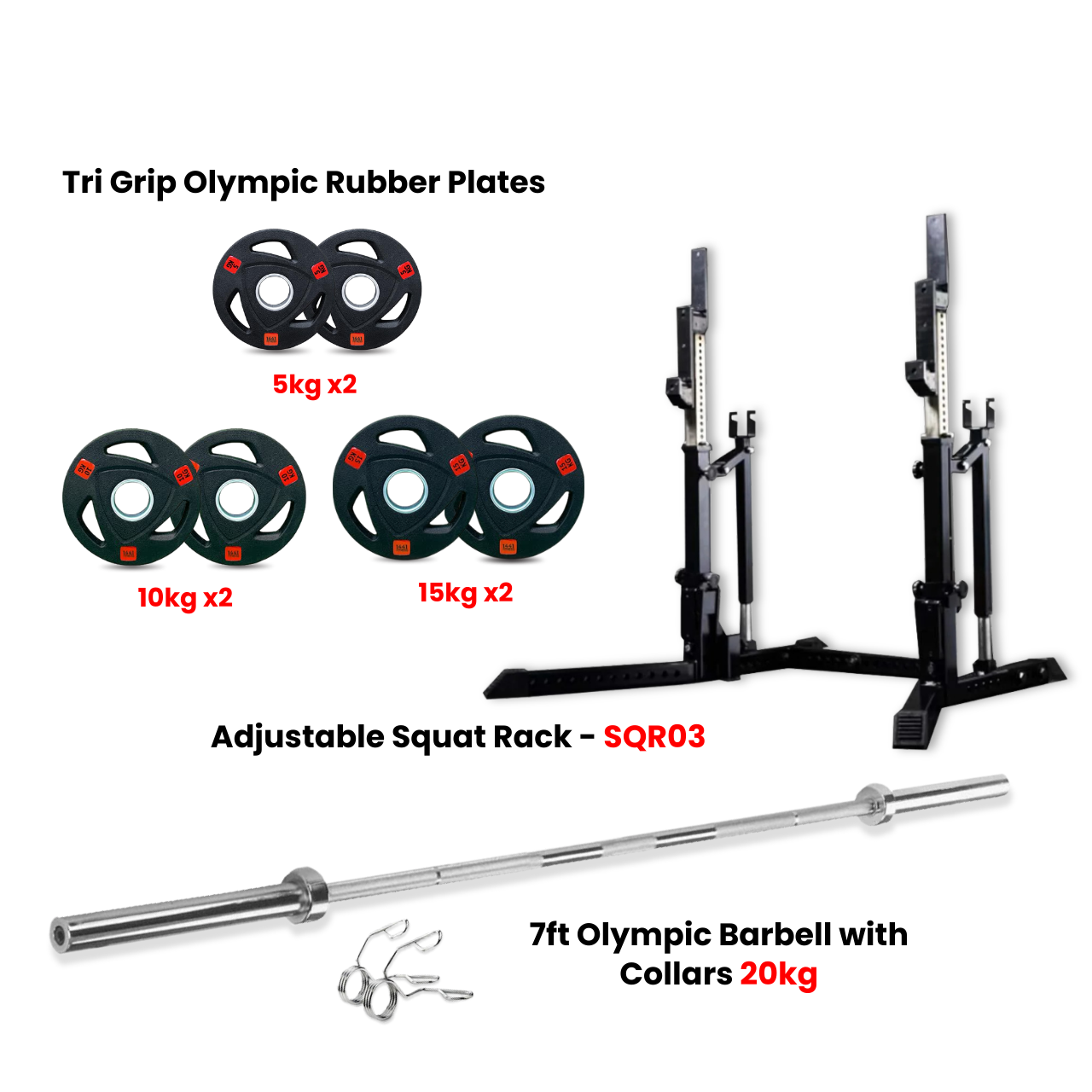 SQR03 Squat Rack Combo with Plate Set - Bundle Offer