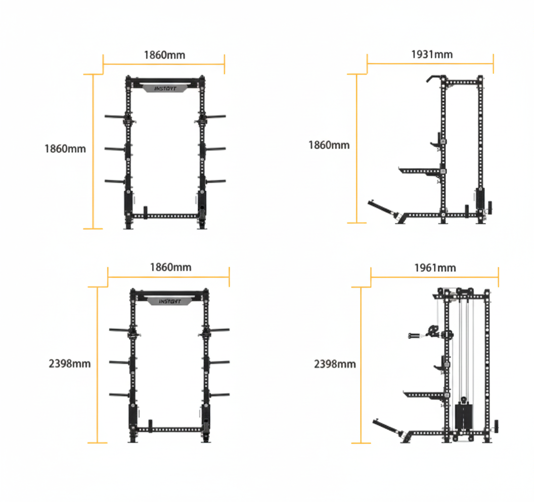 Insight Fitness Half Rack With Dual Pulley RR-HR-75-03
