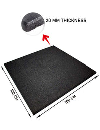 1441 Fitness Heavy Duty Gym Tile Black 20 mm - 100 x 100 CM | Rubber Flooring