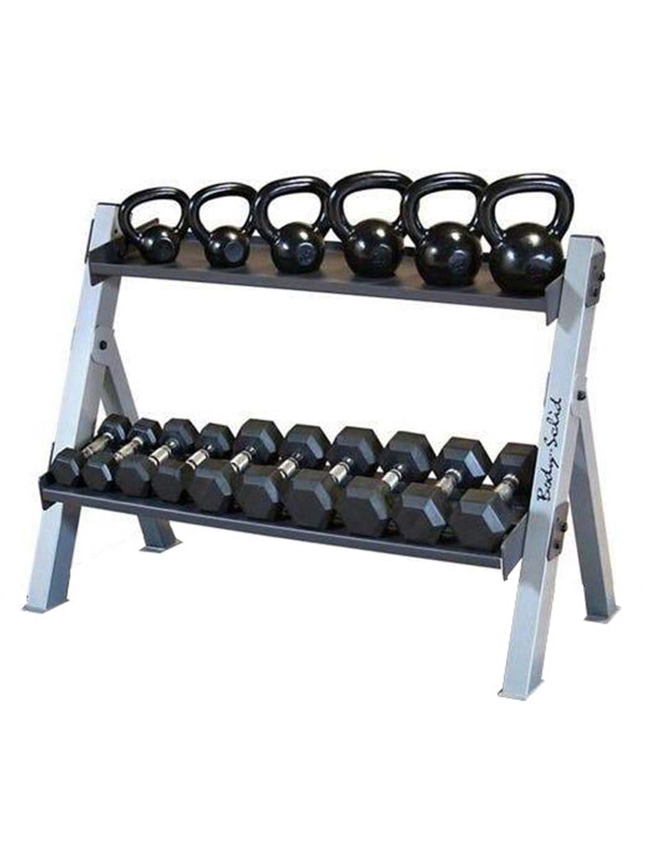 Body Solid 2 Tier Reversible Dumbbell And Kettlebell Rack -GDKR100