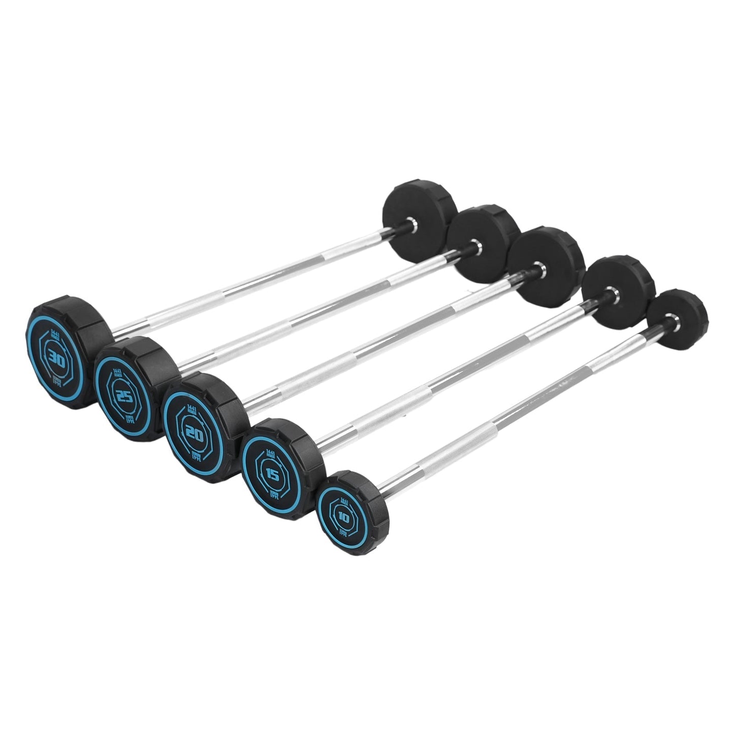 Fixed Straight PU Barbell Set with Rack - 10 Kg to 50 Kg - Bundle Offer