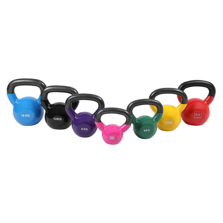 1441 Fitness Vinyl Coated Kettlebell Set - 4 Kg to 16 Kg