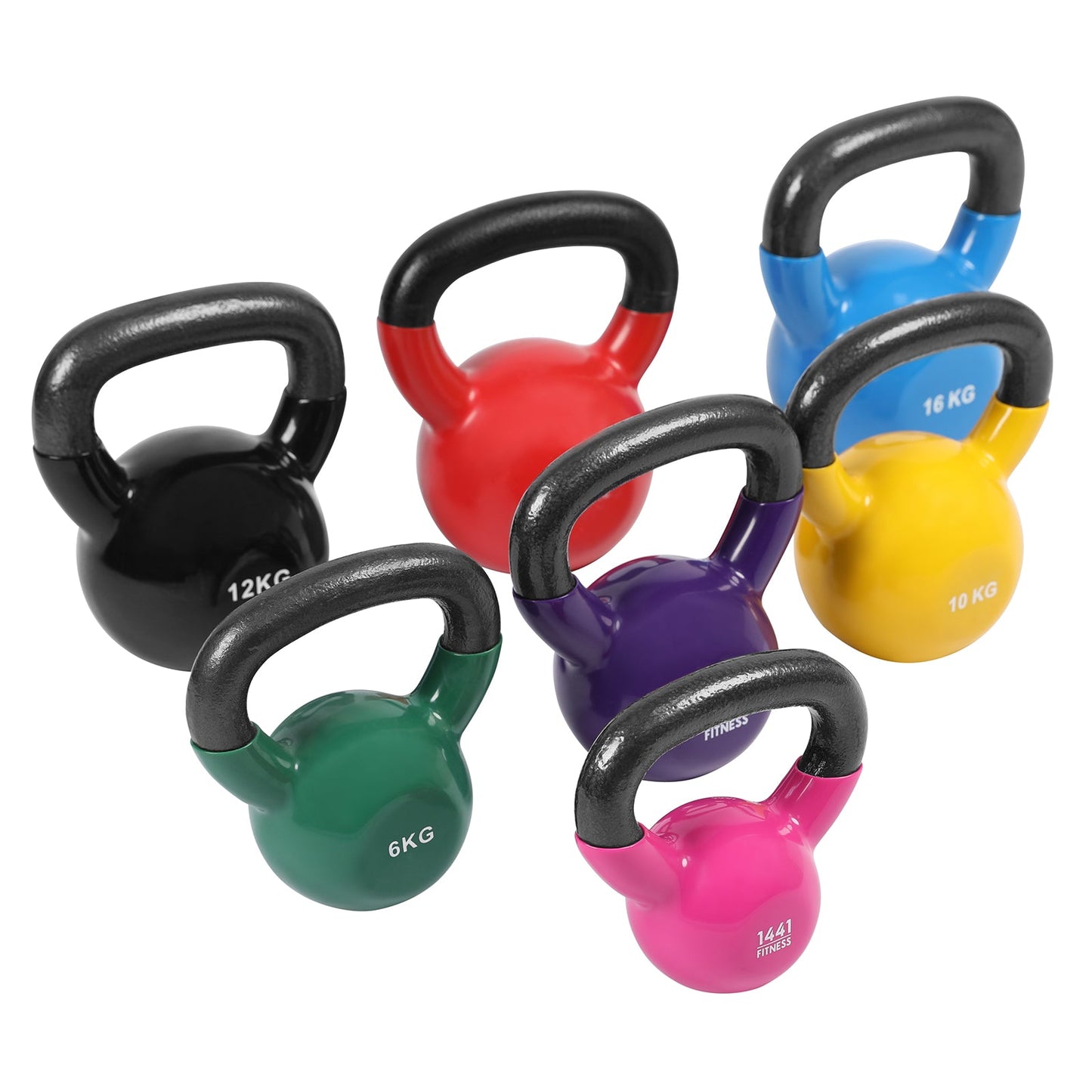 Vinyl Coated Coated Kettlebell with rack - 6 Kg to 16 Kg (Bundle)