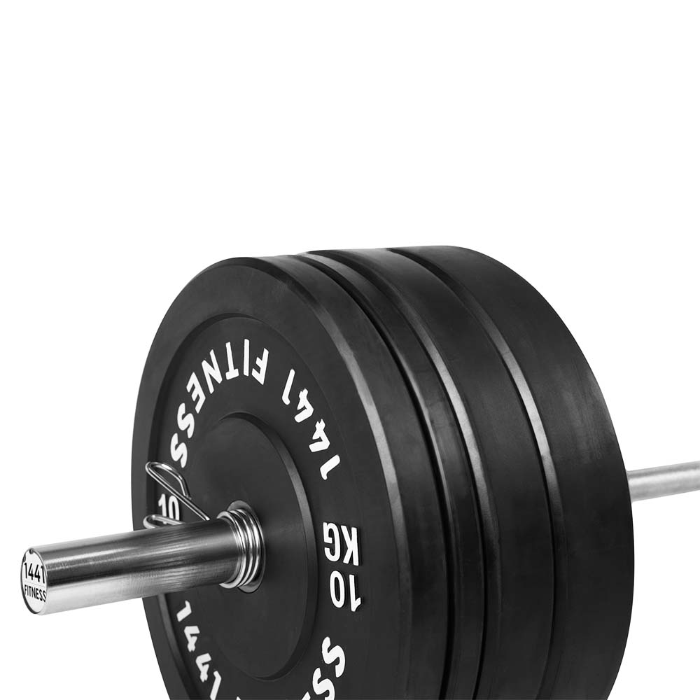 1441 Fitness 7 Ft Olympic Bar with Rubber Bumper Plates