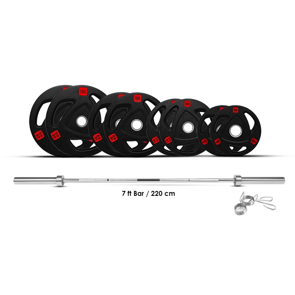 Olympic Barbell with Rubber Bumper Plate Set