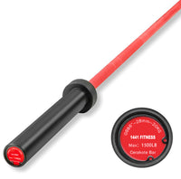 1441 Fitness 7 Ft Premium Red and Black Barbell