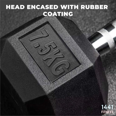 1441 Fitness Rubber Hex Dumbbells - 