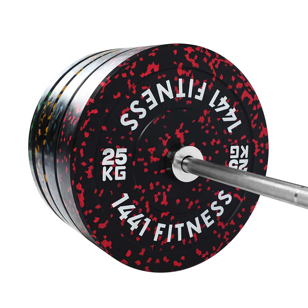 7 Ft Olympic Bar With Camouflauge Bumper Plates - 160 KG Set | 1441 Fitness