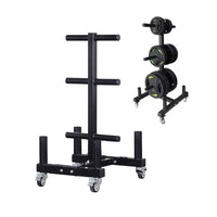 1441 Fitness Premium Weight Plate Rack with 4 Bar Holder & Wheels