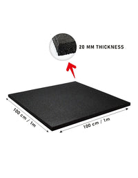 1441 Fitness Heavy Duty Gym Tile Black 20 mm - 100 x 100 CM | Rubber Flooring