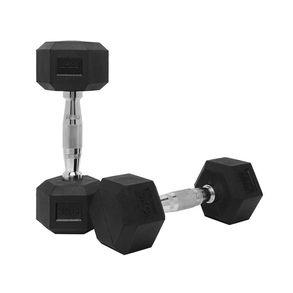 1441 Fitness Hex Rubber Dumbbell (Sold as Pair) - 1 Kg to 10 Kg