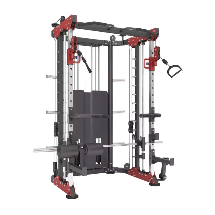 Combo Deal | 1441 Fitness Functional Trainer With Smith Machine - 41FC81 + 80 Kg Tri Grip Set with 7 ft Bar + Adjustable Bench A8007 + 4 Gym Tile