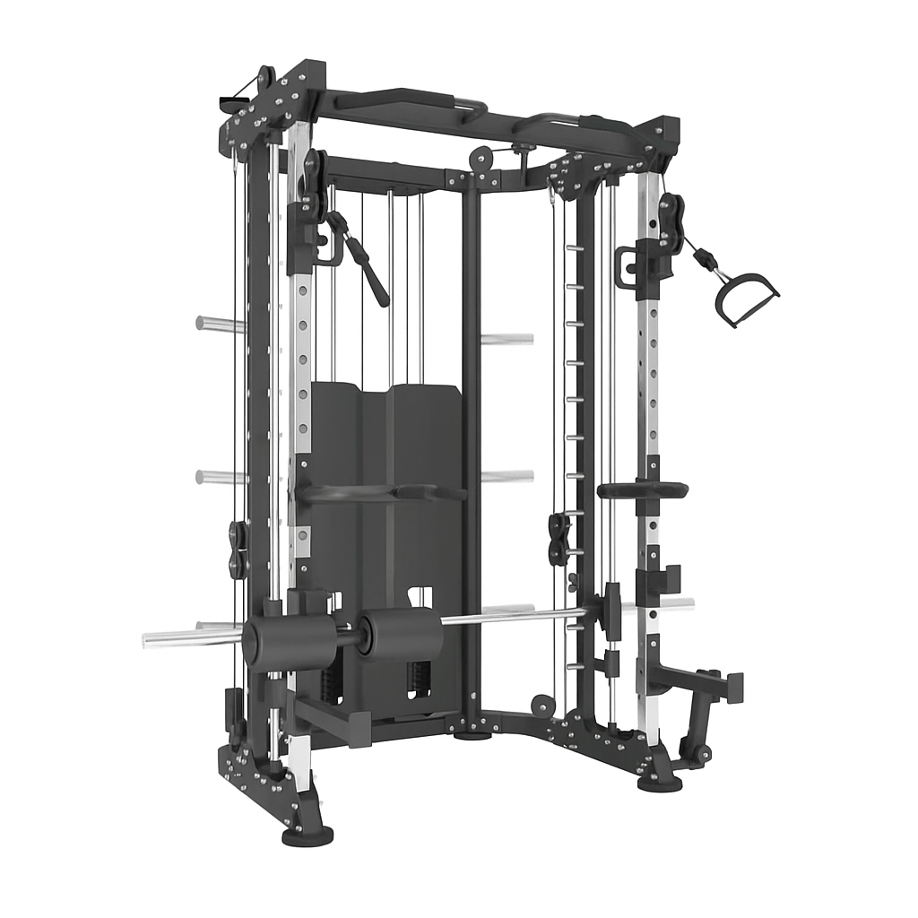 1441 Fitness Multi Function Smith Machine 41FC81 with Rubber Flooring, Tri Grip Plate with Bench A8007 - Bundle Offer - 41FC81
