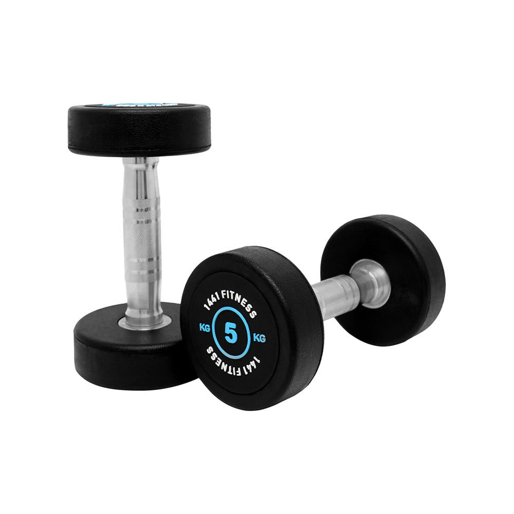 1441 Fitness Premium Rubber Round Dumbbells 2.5 to 50 kg - Blue (Sold as Pair) | Prosportsae