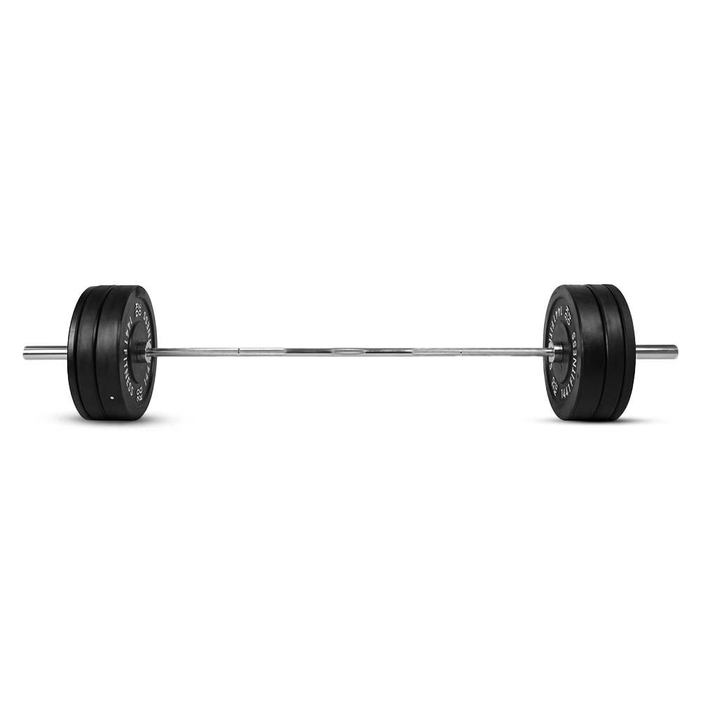 7 Ft Olympic Bar with Rubber Bumper Plates 80 KG Set