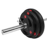1441 Fitness 7 Ft Olympic Bar with Tri Grip Black Olympic Plates Set | 80 Kg