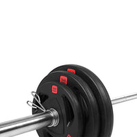 Barbell Set-Tri Grip Black Olympic Plates 