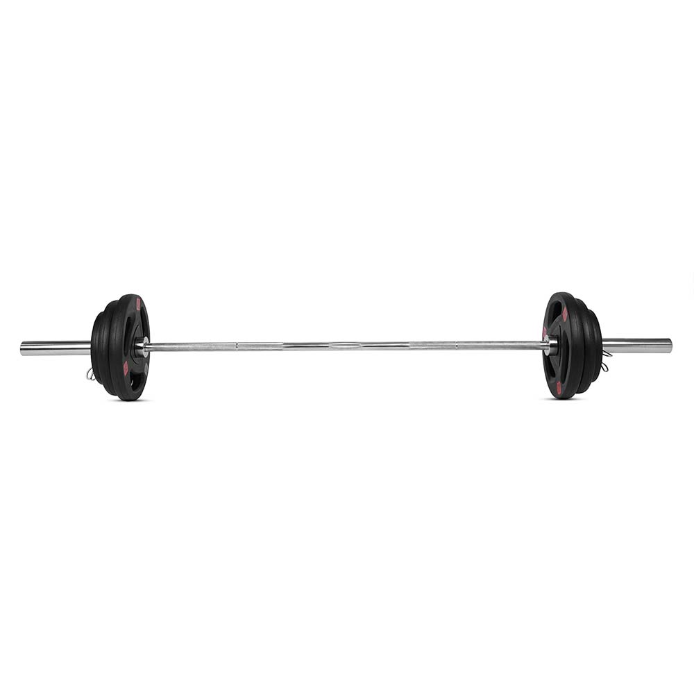 7 Ft Olympic Bar with Tri Grip Black Olympic Plates Set 80 Kg