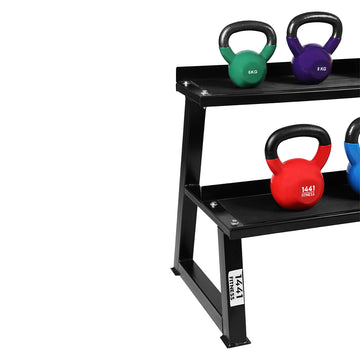 1441 Fitness Vinyl Coated Kettlebell Set with Rack - 6 Kg to 16 Kg