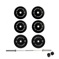 Black Bumper Plates with 7 Ft Olympic Bar - 140 Kg Set - Bundle Offer