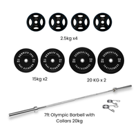 Black Bumper Plates with 7 Ft Olympic Bar - 100 Kg Set - Bundle Offer