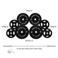Black Bumper Plates with 7 Ft Olympic Bar - 100 Kg Set - Bundle Offer