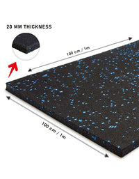 1441 Fitness Heavy Duty Gym Tile 20 mm Speckled Blue - 100 x 100 CM | Rubber Flooring