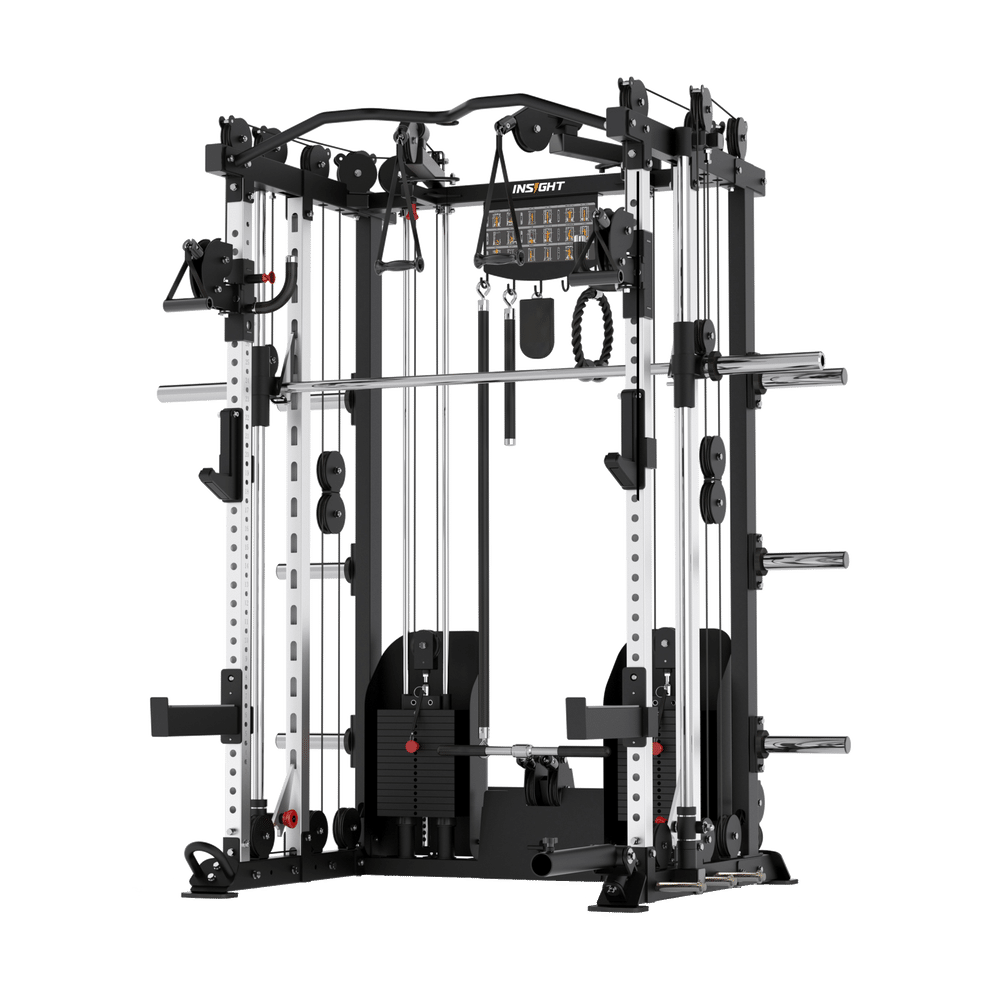 Insight Fitness Multi Function Smith Machine C5 with Rubber Flooring , Dual Grip Plates & A8007 Bench - Bundle Offer - C5