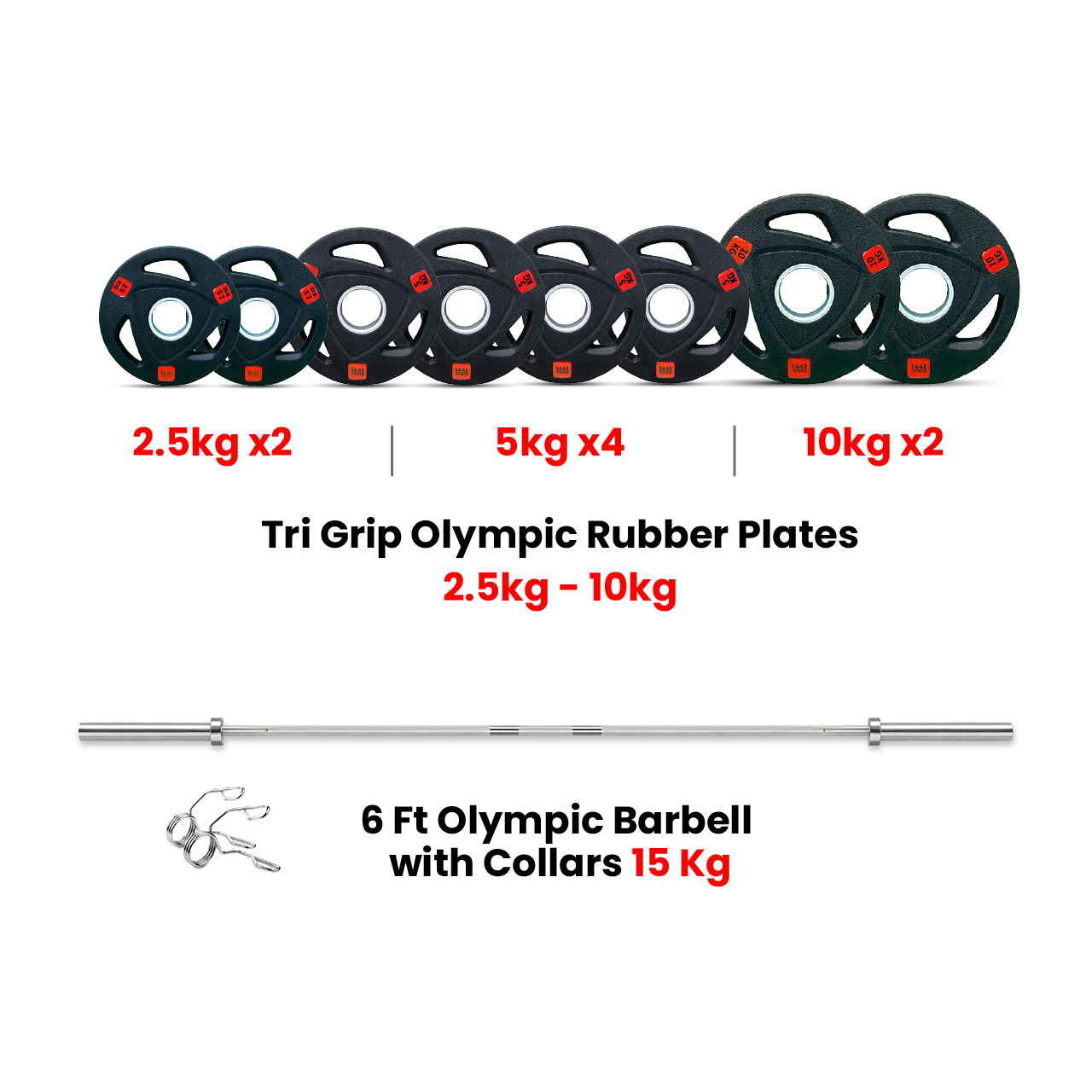 SQR01 Squat Rack Home Gym Bundle Offer  - 1 - Tri Grip Set with 6ft Barbell