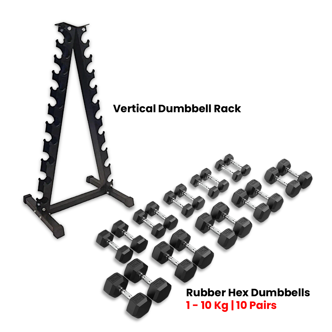 1441 Fitness Vertical Dumbbell Rack - 10 Pair