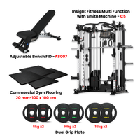 Insight Fitness Multi Function Smith Machine C5 with Rubber Flooring , Dual Grip Plates & A8007 Bench - Bundle Offer