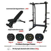 J612 Squat Rack Combo with Plate Set and Bench - Bundle Offer