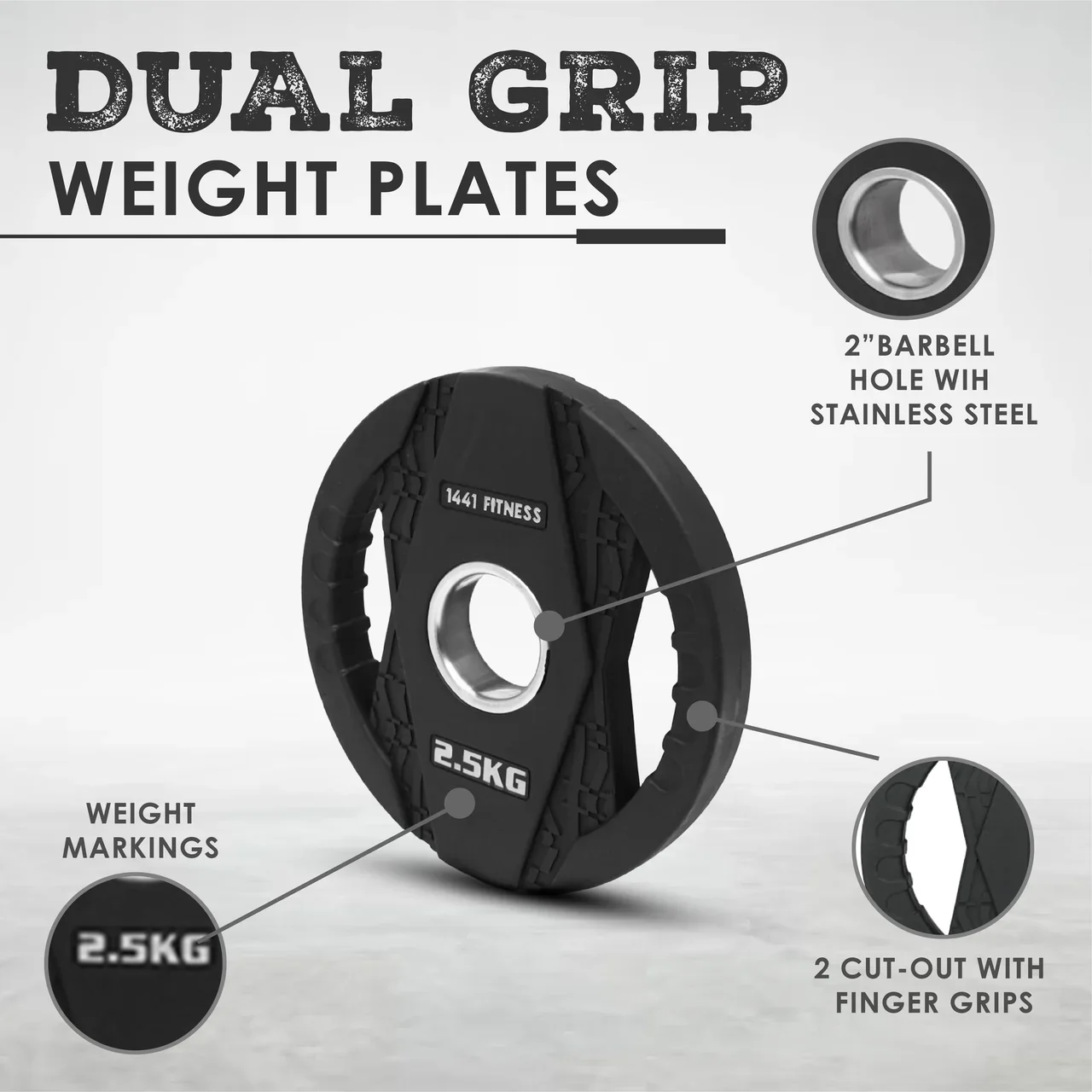 Dual Grip Plates with 7 Ft Olympic Bar - 120 Kg Set - Bundle Offer