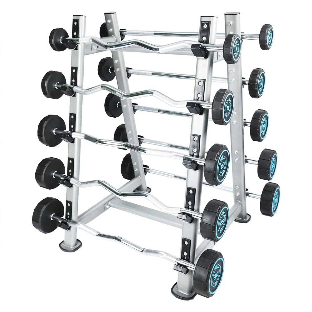 Fixed Weight Curl PU Barbell Set with Rack - 10 Kg to 50 Kg - Bundle Offer