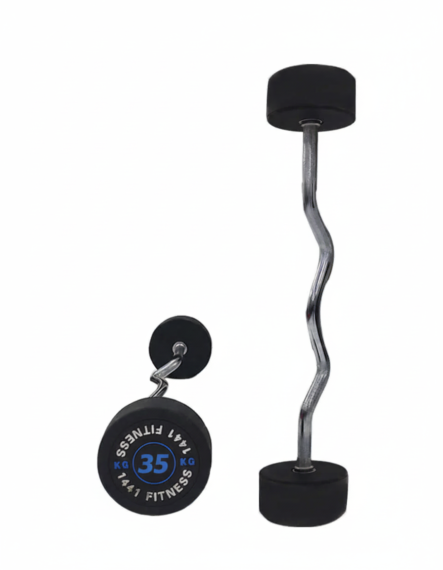 Fixed Weight Curl PU Barbell Set with Rack - 10 Kg to 50 Kg - Bundle Offer - 35KG