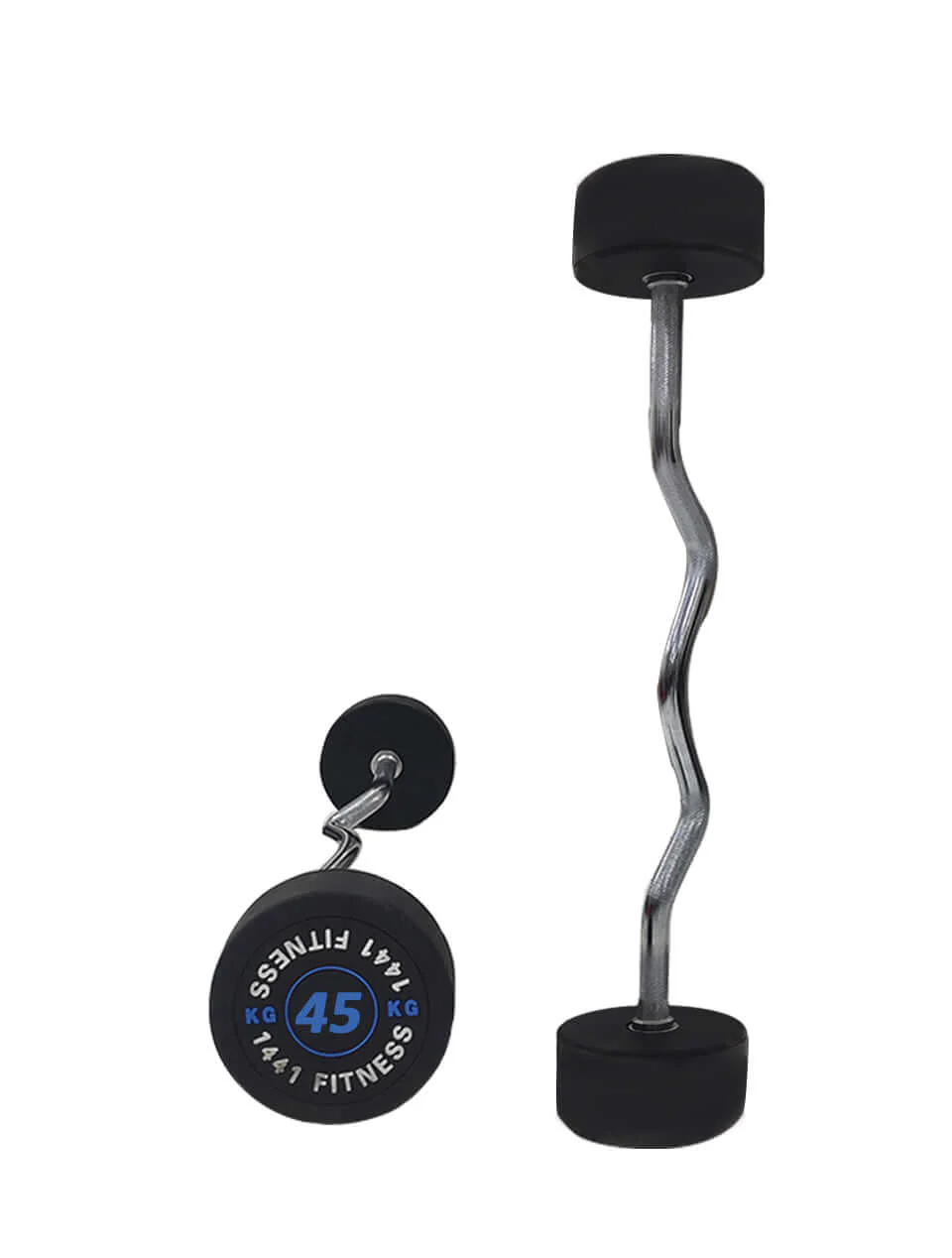 Fixed Weight Curl PU Barbell Set with Rack - 10 Kg to 50 Kg - Bundle Offer - 45KG