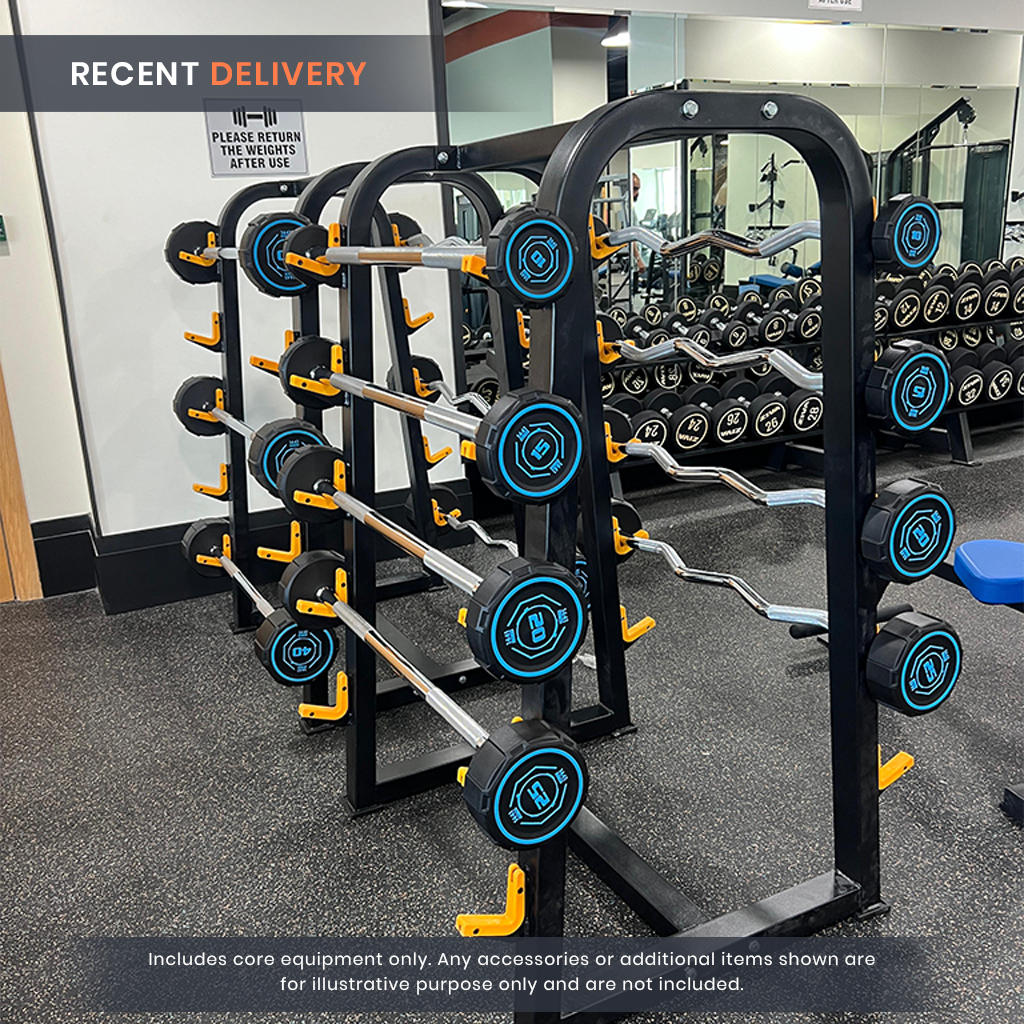 Fixed Straight & Curl PU Barbell Set with Rack - 10 kg to 30 kg - Bundle Offer