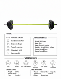 1441 Fitness Body Pump Set Black - 20 KG (Set)