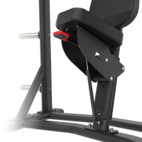 Black gym machine with a red adjustment knob on a white background