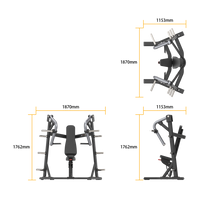 Gym equipment with dimensions labeled on a white background
