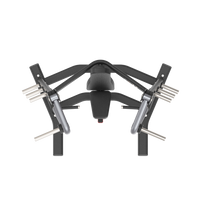 Black drone with six arms on a white background