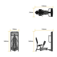 Measurement chart of Insight Fitness Abduction/Adduction - BE8020 with dimensions labeled.