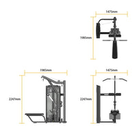 Dimensions of a Insight Fitness Lat Pulldown/Seated Row - BE8026 equipment on a white background